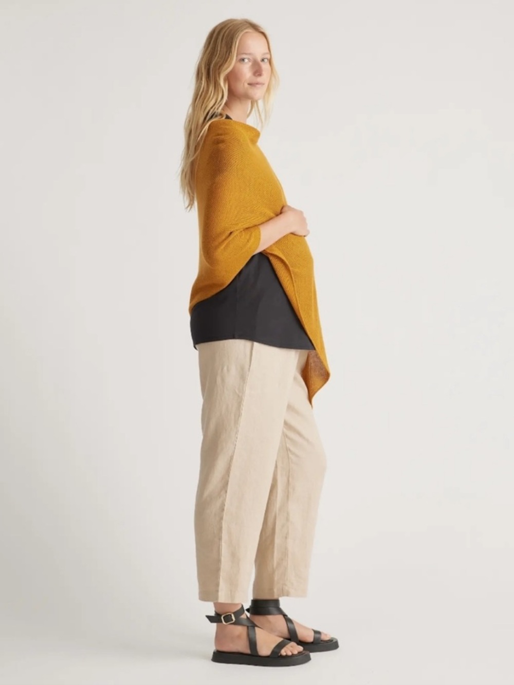 Quince Lightweight Cotton Cashmere Nursing Shawl - Amber - Picture 2 of 7